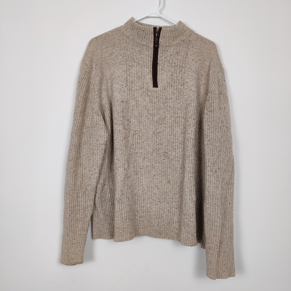 Byford London Men's Pullover Sweater in Cream Size XL 100% Merino Wool Old Money